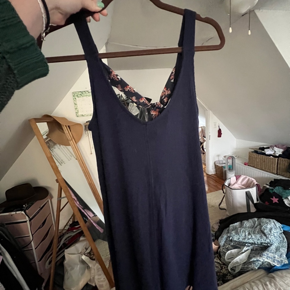 Navy Tank Top with Tie Back